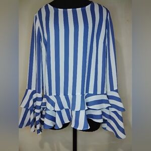 a.n.a Blue and White Striped Blouse